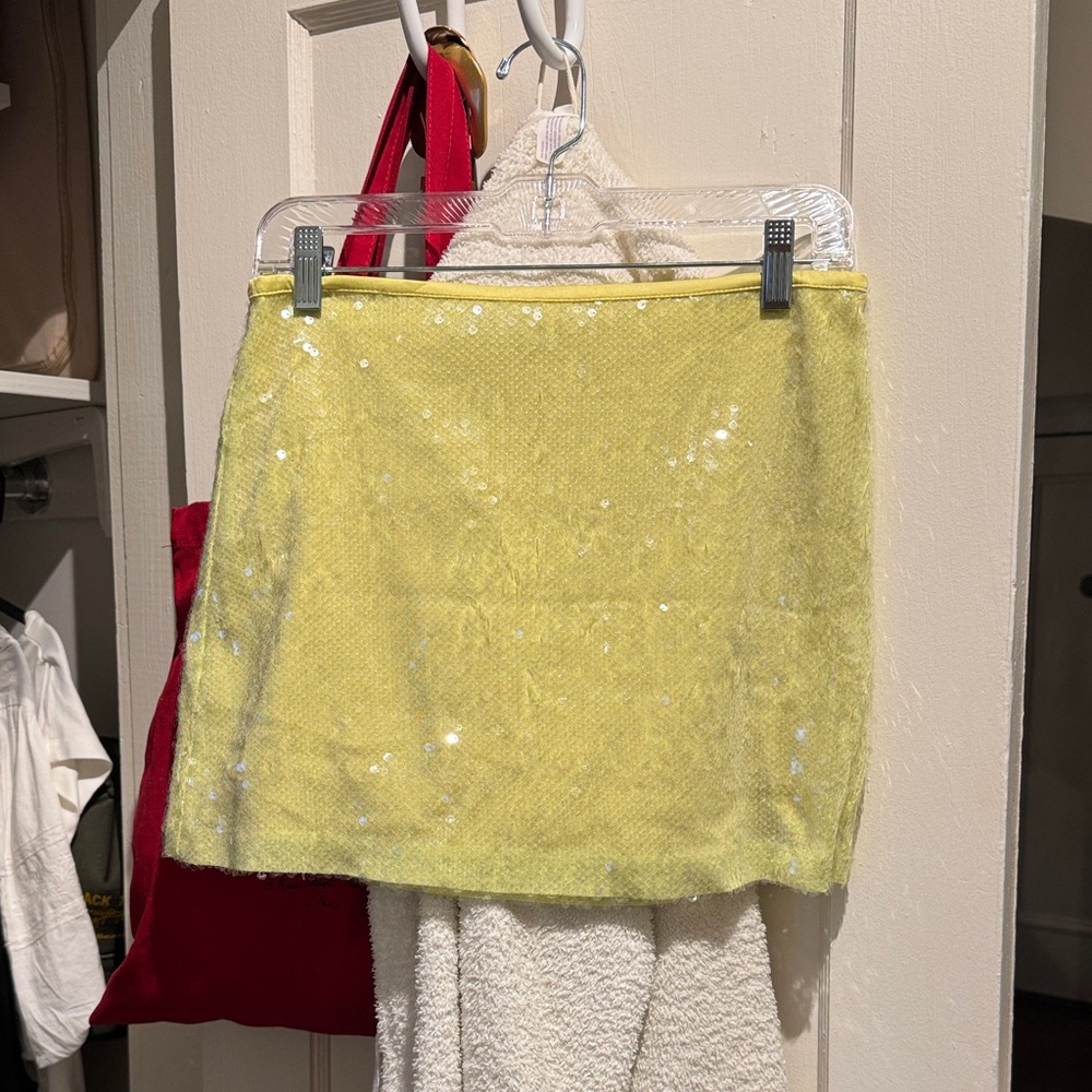 Zara Yellow Sequin Mini Skirt
